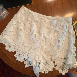 High Waisted White Crochet Shorts